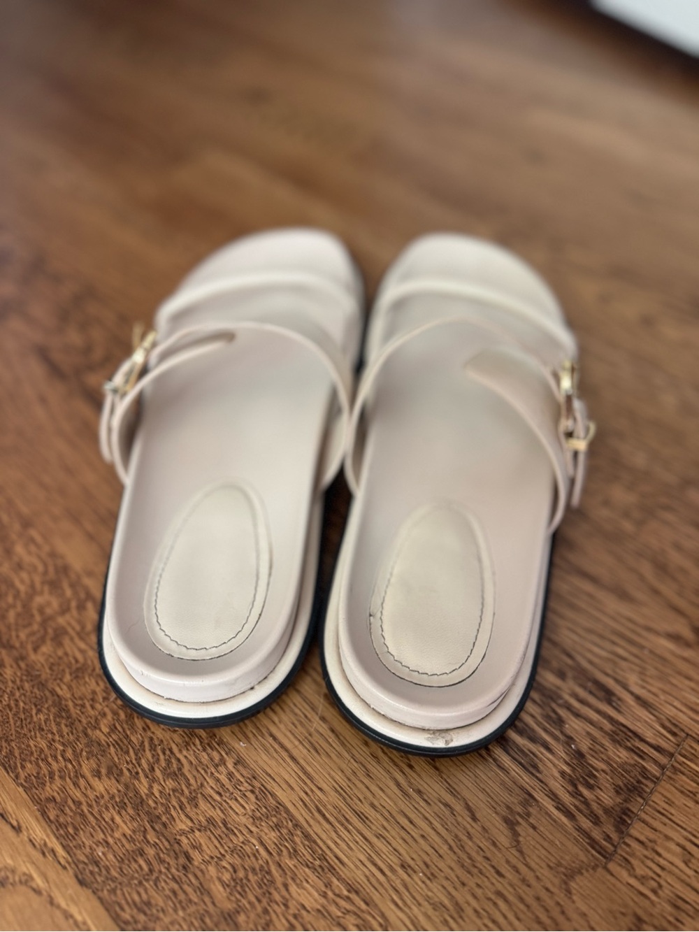 Zara Cream Double-Strap Buckle Slide Sandals - Picture 5 of 5